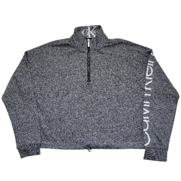 Calvin Klein Cropped Sweatshirt Performance Womens Pullover Gray 1/4 Zip Sz M - Picture 1 of 13